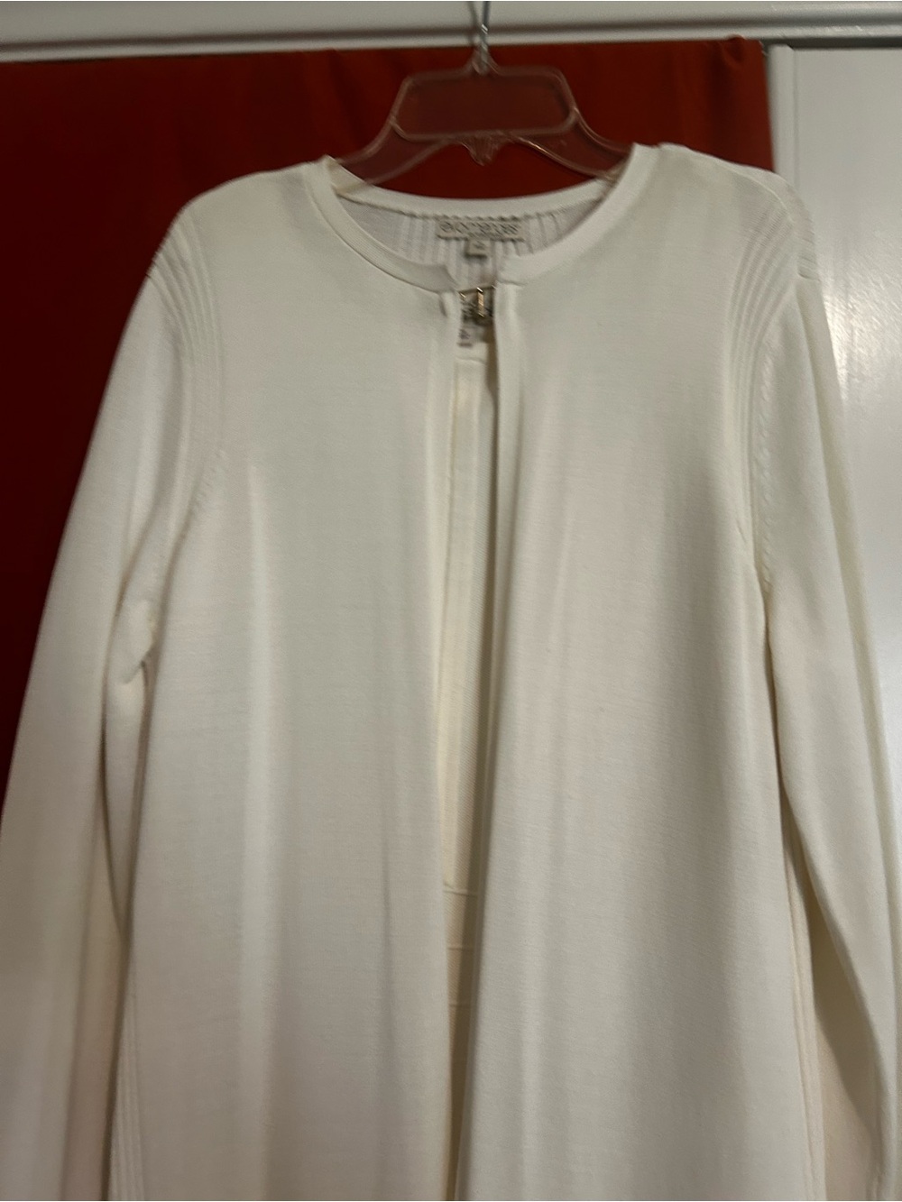 eva mendes for New York & Company Cream Dress with Zip-Front Cardigan